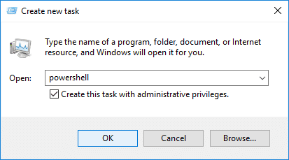 Atidarykite padidintą „Windows PowerShell“ iš užduočių tvarkyklės