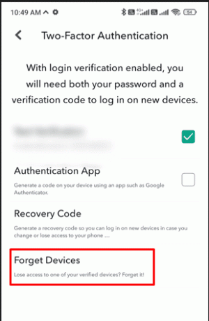 من الخيارات ، اضغط على زر Forget Devices