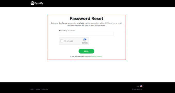 Stranica Spotify Reset your password