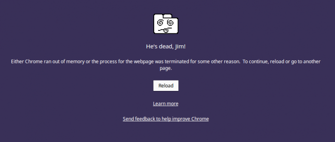 Korjaa Google Chrome -virhe Hän on kuollut, Jim!