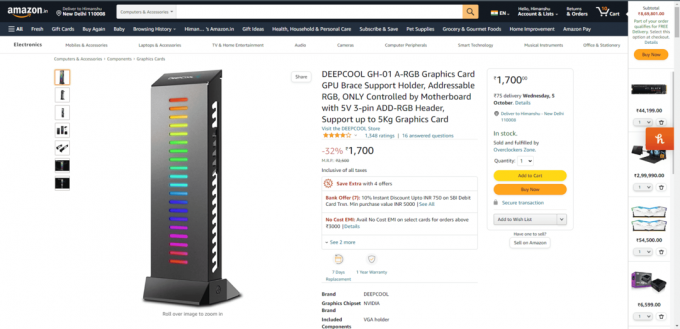 DeepCool GH-01 Amazon-Webseite