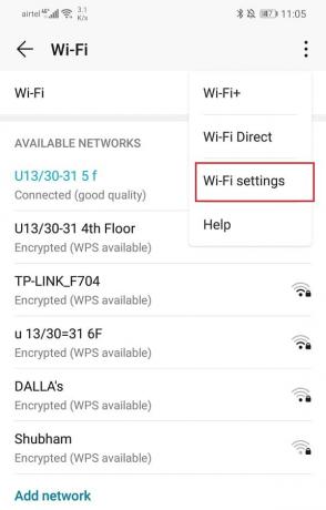 Válassza a Wi-Fi beállítások lehetőséget