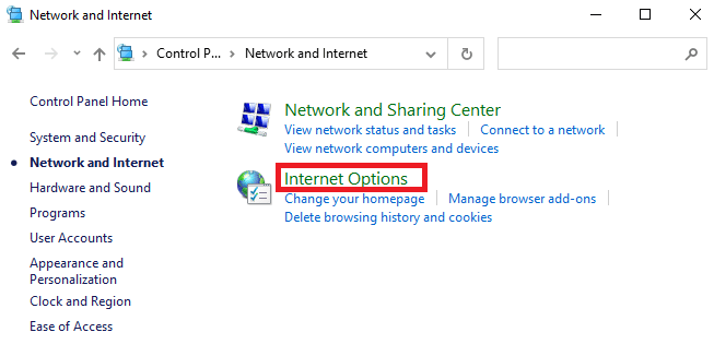 Napsauta tässä Internet-asetukset. Korjaa Windows Update -asennusvirhe 0x8007012a