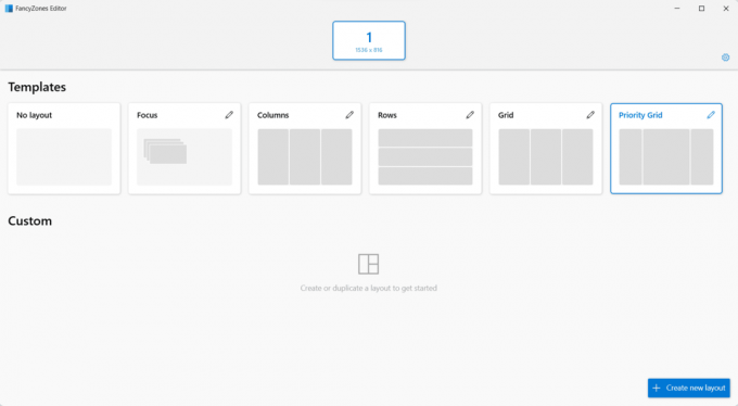 Microsoft PowerToys-verktøy Layout Editor