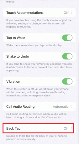 Przesuń w dół i dotknij Back Tap