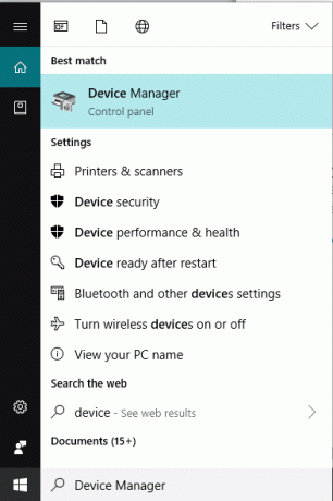เปิด Device Manager โดยค้นหาโดยใช้แถบค้นหา