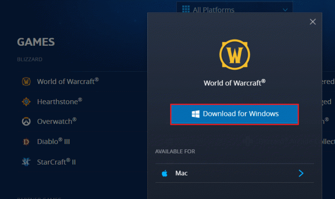 Besuchen Sie dann die offizielle Website von Blizzard, um World of Warcraft | herunterzuladen So beheben Sie den WOW-Fehler Nr. 134 Fatal Condition