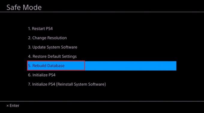 PS4 fejlsikret tilstand genopbygge database