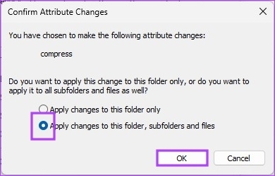 bifați „Aplicați modificări la acest folder, subdosare și fișiere
