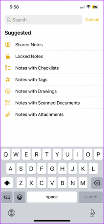 Verwenden Sie Kategorien, um Ihre Suche in der iPhone Notes-App zu verfeinern