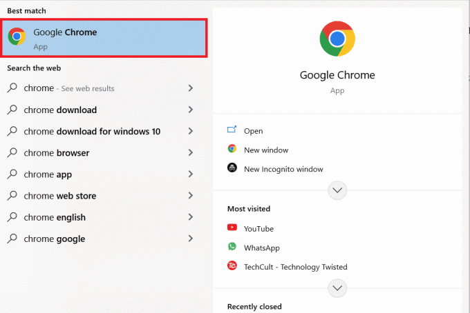 הקלד Chrome בשורת החיפוש של Windows והקש על מקש Enter במקלדת