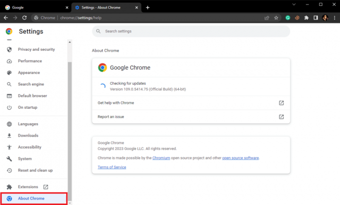 fai clic sulla scheda Informazioni su Chrome. 13 modi per correggere il mancato caricamento di Twitter su Chrome
