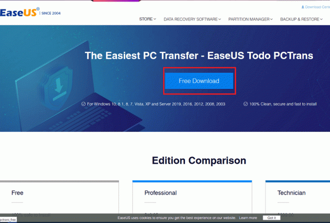 Посетите веб-сайт EaseUs и загрузите Todo PCTrans 11.0
