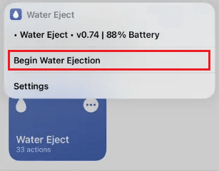 Toque em Iniciar Ejeção de Água | desembaçar a câmera frontal do meu iPhone