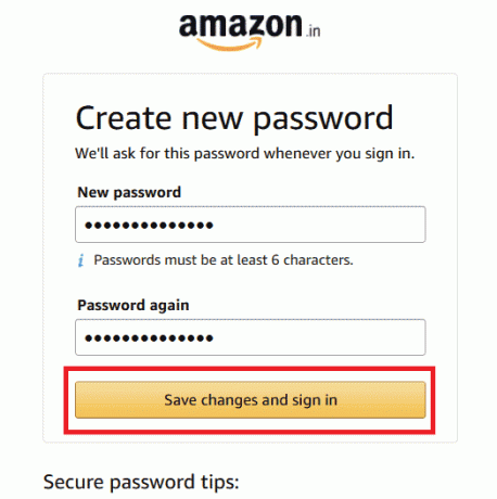 Geben Sie das neue Passwort zweimal ein, wenn Sie dazu aufgefordert werden. Klicken Sie dann auf Änderungen speichern und melden Sie sich an