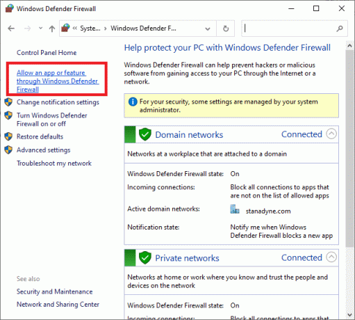 Ve vyskakovacím okně klikněte na Povolit aplikaci nebo funkci prostřednictvím brány Windows Defender Firewall. Risk of Rain 2 multiplayer nefunguje