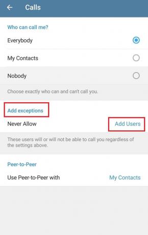 Μπορείτε επίσης να προσθέσετε ορισμένους χρήστες ως εξαιρέσεις, να πατήσετε Προσθήκη χρηστών και να επιλέξετε τους χρήστες από τη λίστα επαφών σας. 