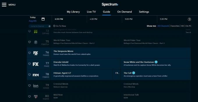 Web stranica Spectrum TV