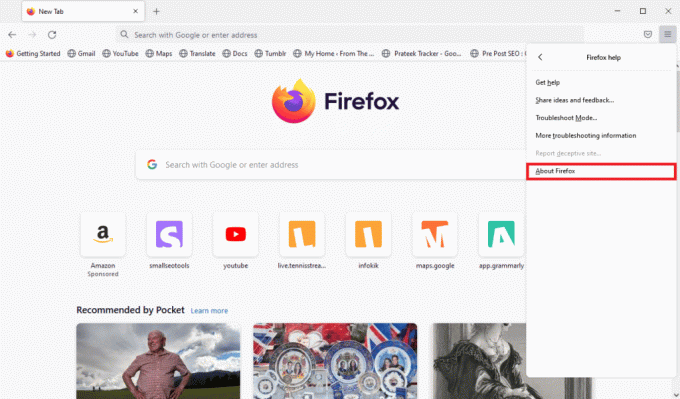 คลิกที่เกี่ยวกับ Firefox