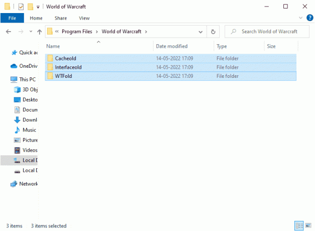 폴더 이름을 각각 Cacheold Interfaceold WTFold와 같은 이름으로 바꿉니다. Windows 10에서 WoW가 영원히 실행되는 문제 수정