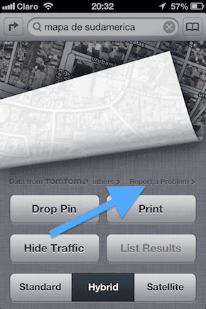 Apple Maps opcijas