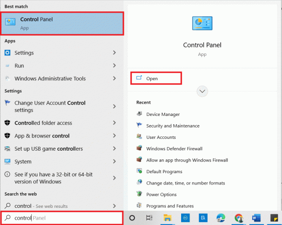 Πατήστε το πλήκτρο Windows και πληκτρολογήστε Πίνακας Ελέγχου. Στη συνέχεια, κάντε κλικ στο Άνοιγμα. Διορθώστε το μενού Έναρξης κρίσιμων σφαλμάτων των Windows 10 και η Cortana δεν λειτουργεί