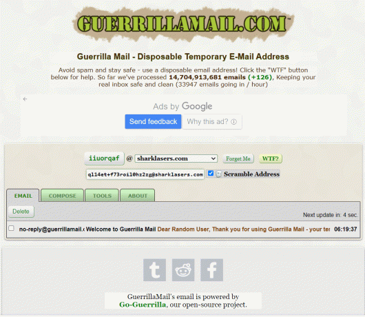 Strona domowa GuerrillaMail