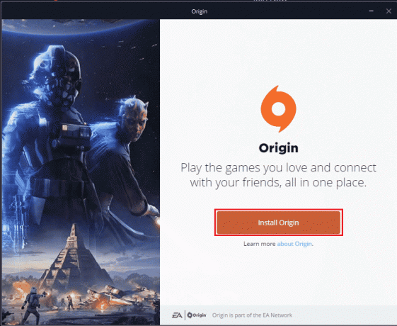 Klicken Sie auf Origin installieren. Origin 0xc00007b-Fehler in Windows 10 behoben