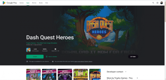 Strona internetowa sklepu z grami Dash Quest Heros. Najlepsze gry, takie jak Legend of Zelda na Androida