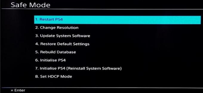 No modo de segurança, você verá uma tela com 8 opções | Consertar PS4 (PlayStation 4) congelamento e atraso