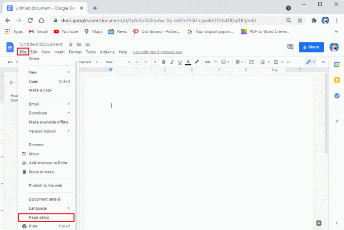 Ir a configuración de página | Cambiar márgenes en Google Docs