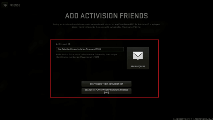 lähetä pyyntö cod warzone Activisionin ystäväpyyntövalikkoon