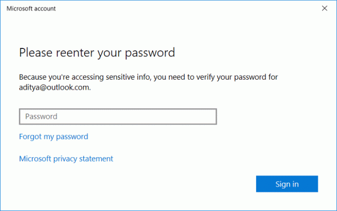 Vänligen ange ditt lösenord igen och klicka på Nästa