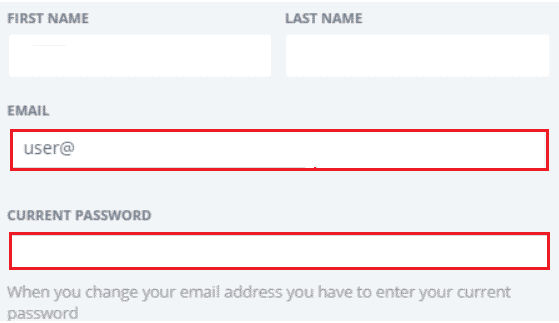 Bewerk uw e-mailadres en het huidige wachtwoord