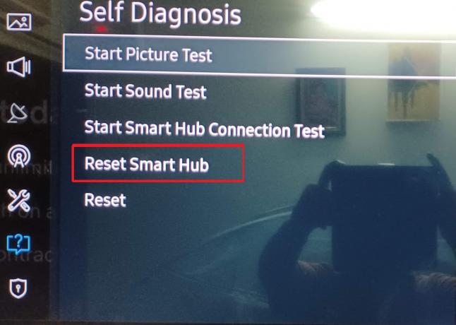 autodiagnostyka zresetuj smart hub samsung smart tv