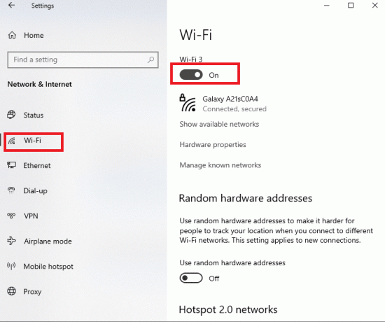 Lépjen a Wi-Fi fülre a bal oldali panelen, és kapcsolja be a Wi-Fi lehetőséget a WiFi engedélyezéséhez