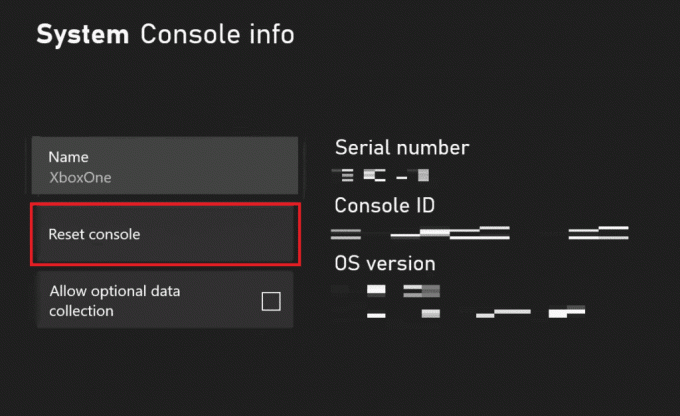 Selecione Redefinir console