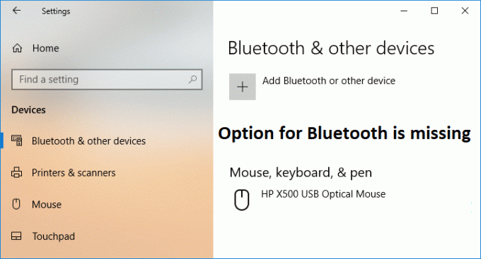 Windows 10에서 Bluetooth를 켜거나 끄는 수정 옵션이 없습니다.