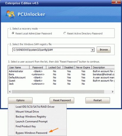Omgå Windows-adgangskode | Gendan Windows 10 glemt adgangskode ved hjælp af PCUnlocker