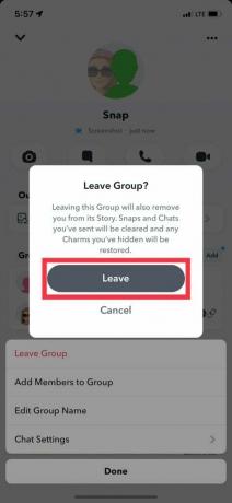 나가기 누르기 | iPhone의 Snapchat에서 그룹을 삭제하는 방법