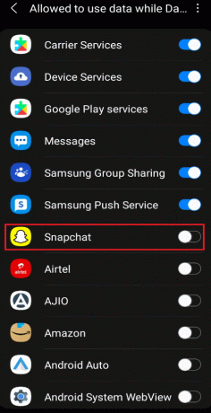 Etsi Snapchat vapauttaaksesi sen tiedonsäästöstä ja kytke se päälle
