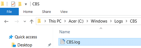 Doppelklicken Sie auf die Datei CBS.log im Windows-Ordner