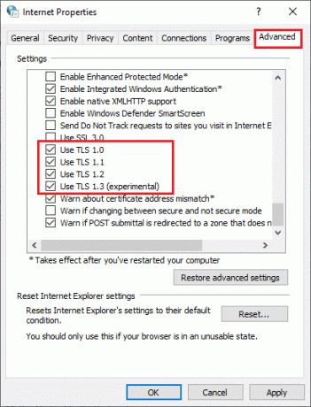 ตอนนี้สลับไปที่แท็บขั้นสูงแล้วเลื่อนลงไปที่ Settings 