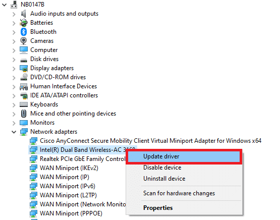 haga clic derecho en el controlador y haga clic en Actualizar controlador