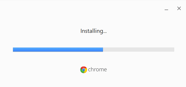 Google Chrome จะเริ่มดาวน์โหลดและติดตั้ง