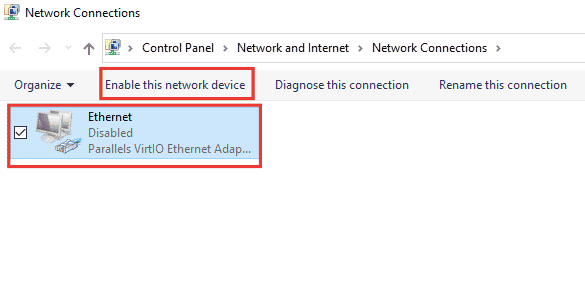 接続されているネットワークを選択し、[このネットワークデバイスを有効にする]をクリックします。 ロックされたNvidiaユーザーアカウントを修正