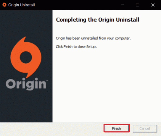 haga clic en Finalizar para completar la desinstalación de Origin. Solucionar el error de origen 0xc00007b