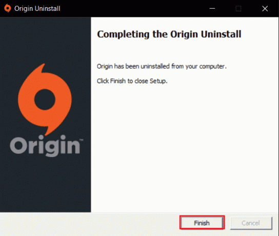 klik op Voltooien om Origin Uninstall te voltooien. Fix Oorsprongsfout 0xc00007b