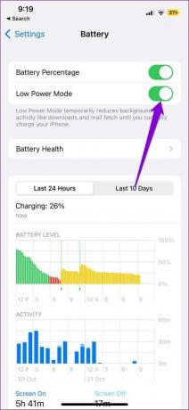 تعطيل وضع الطاقة المنخفضة على iPhone