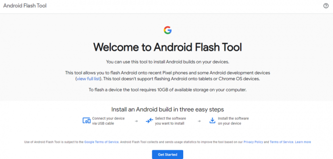 Android Flash Tool hivatalos webhelye